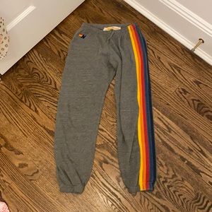 Aviator nation rainbow stripe sweatpants